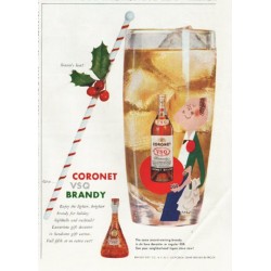 1958 Coronet Brandy Ad "Season's best"