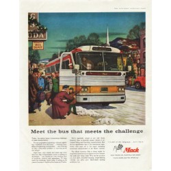1958 Mack Trucks Ad "Meet the bus"