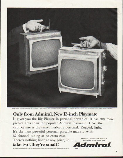 1964 Admiral Television Vintage Ad Only from Admiral 