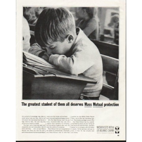 1964 Massachusetts Mutual Life Insurance Ad "The greatest student"