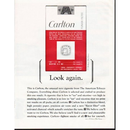 1964 Carlton Cigarettes Ad "Look again"