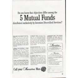 1964 Investors Diversified Services Ad "5 Mutual Funds"