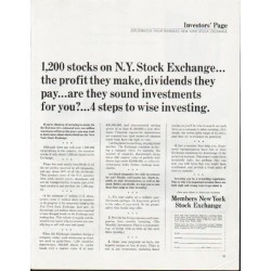 1965 Members New York Stock Exchange Ad "1,200 stocks"