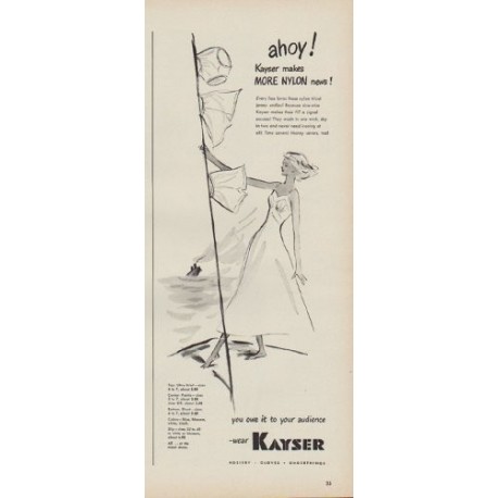 1949 Kayser Nylon Ad "ahoy! Kayser makes More Nylon news!"