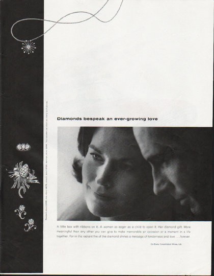 1959 Ad De Beers Diamond Forever Engagement Proposal Romantic Colleen SEP5
