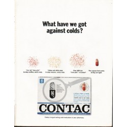 1965 Contac Cold Medicine Ad "against colds"