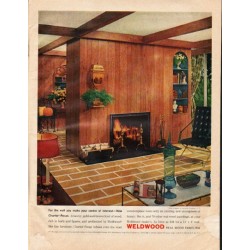 1961 Weldwood Paneling Ad "Charter Pecan"