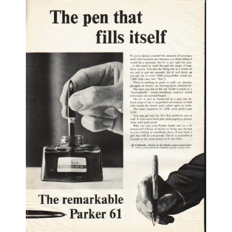1961 Parker Pen Ad "fills itself"