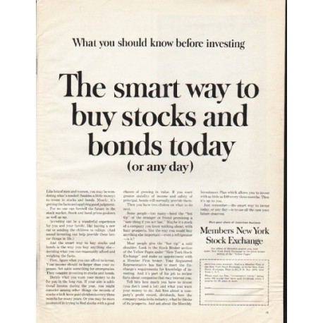 1961 Members New York Stock Exchange Ad "smart way"