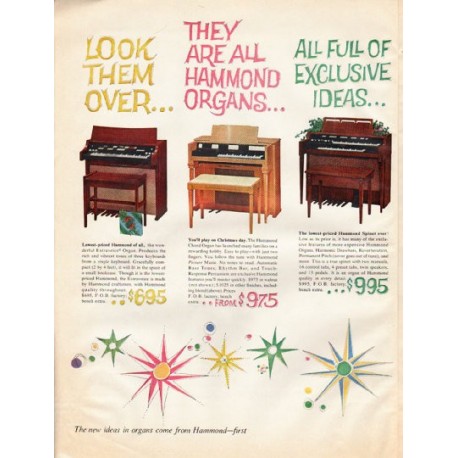 1961 Hammond Organ Ad "Look them over"