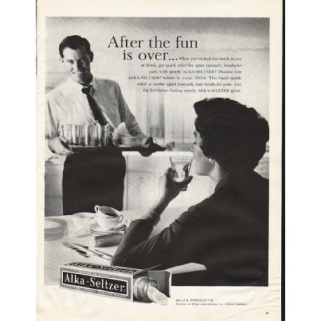 1961 Alka-Seltzer Ad "After the fun"