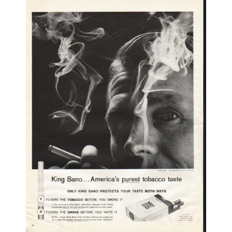 1961 King Sano Cigarettes Ad "purest tobacco taste"