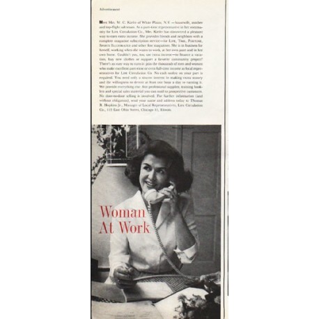 1961 LIFE Circulation Company Ad "Woman At Work"