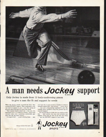 1961 Jockey Briefs Vintage Ad A man needs Jockey support