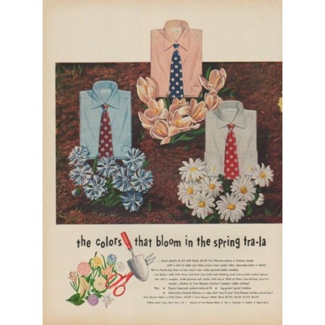 1949 Van Heusen Ad "the colors that bloom in the spring tra-la"