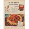 1949 Hunt's Tomato Sauce Ad "Look what's happened to last night's leftovers"