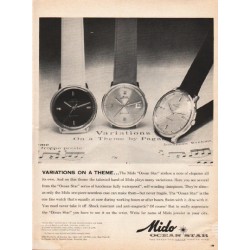 1961 Mido Watch Ad "Variations On A Theme"