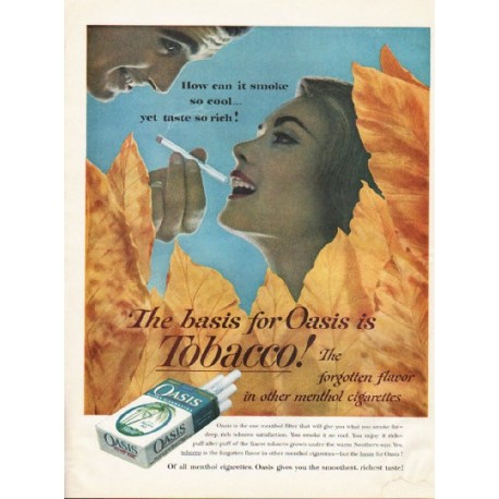 1961 Oasis Cigarettes Ad "smoke so cool"