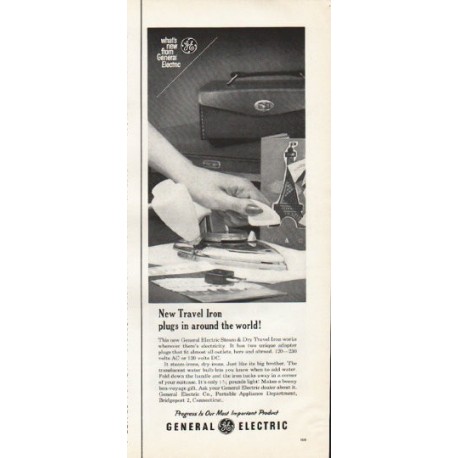 1961 General Electric Ad "New Travel Iron"