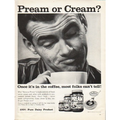 1961 Pream Ad "Cream?"
