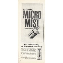 1961 Gem Razor Ad "Micro Mist"