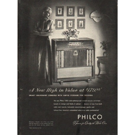 1948 Philco Radio-Phonograph Ad "A New High"