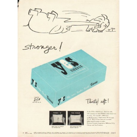 1948 Yes Tissues Ad "stronger!"