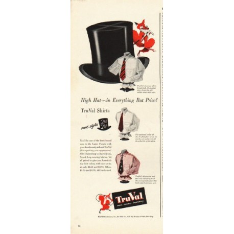 1948 TruVal Shirts Ad "High Hat"