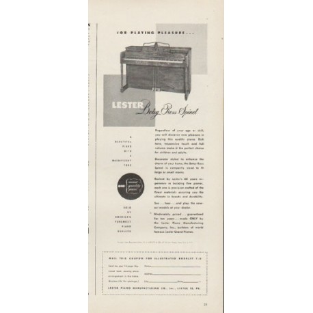1948 Lester Piano Ad "For Playing Pleasure"
