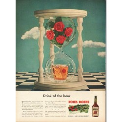 1948 Four Roses Whiskey Ad "Drink of the hour"