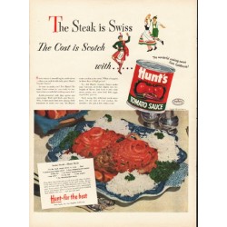 1948 Hunt's Tomato Sauce Ad "The Steak is Swiss"