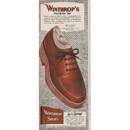 1949 Winthrop's Shoes Ad "Palomino Tan"