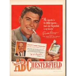 1948 Chesterfield Cigarettes Ad ~ Ronald Reagan