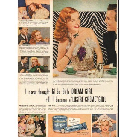 1948 Lustre-Creme Shampoo Ad "Bill's Dream Girl"