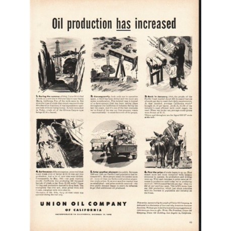 1948 Union Oil Company Ad "production has increased"
