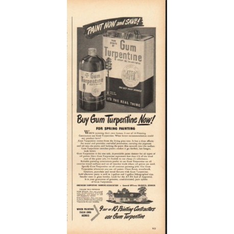 1948 Gum Turpentine Ad "Paint Now"