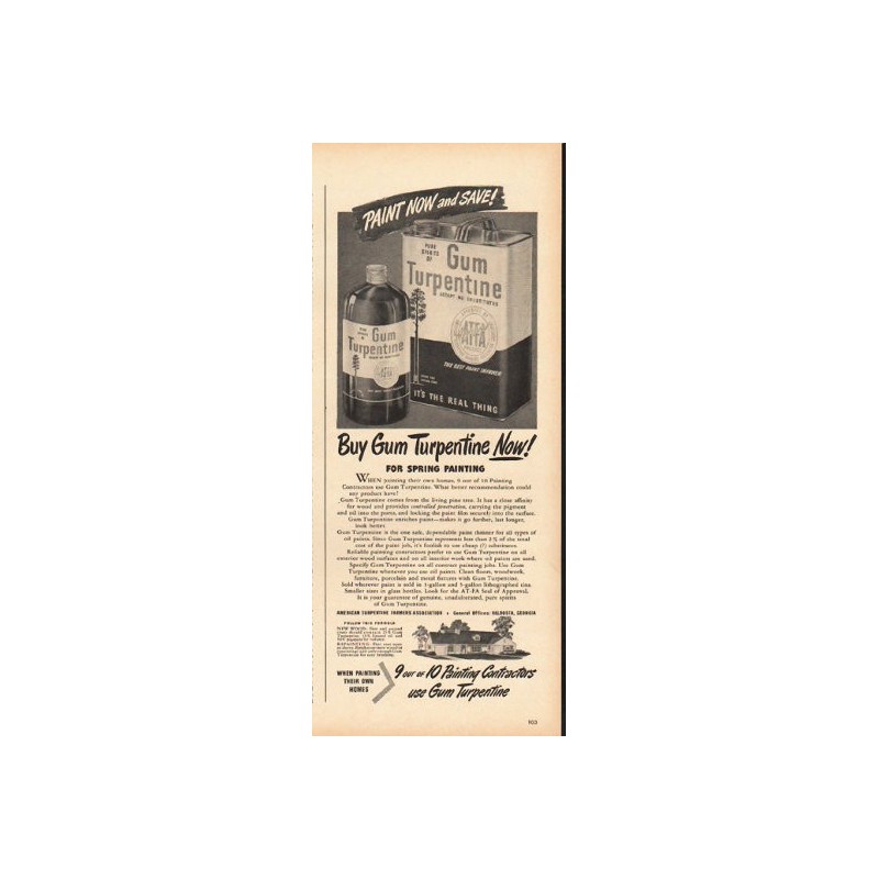 1948 Gum Turpentine Vintage Ad 