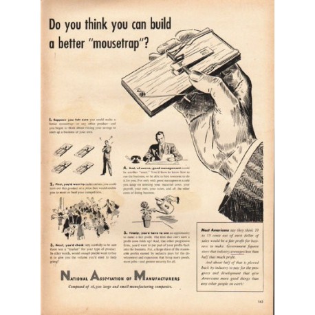 1948 National Association of Manufacturers Ad "mousetrap"