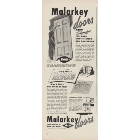 1949 Malarkey doors Ad "Now Trademarked"