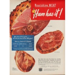 1949 American Meat Institute Ad "Ham has it!"