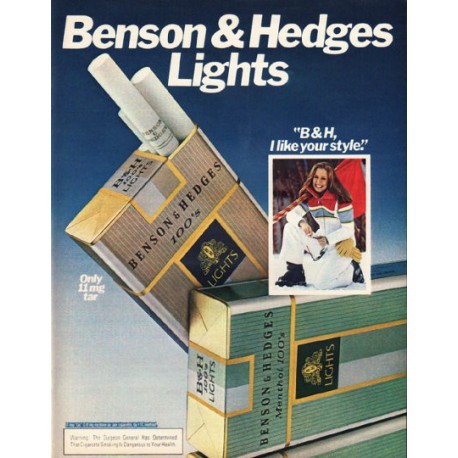 1980 Benson & Hedges Cigarettes Ad "I like your style"