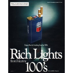 1980 Viceroy Cigarettes Ad "Rich Lights"