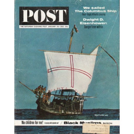 1963 Saturday Evening Post Cover Page "Columbus Ship" ~ January 26, 1963