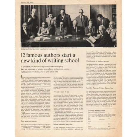 1963 Famous Writers School Ad "12 famous authors"