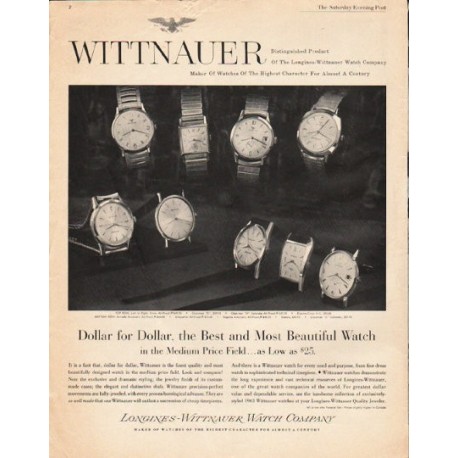 1963 Longines-Wittnauer Watch Ad "Dollar for Dollar"