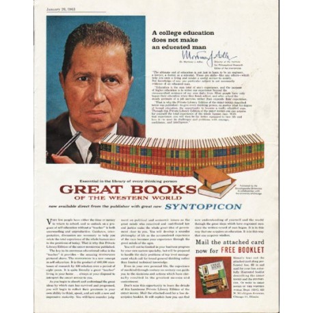 1963 Great Books of the Western World Ad "college education"