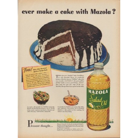 1949 Mazola Ad "ever make a cake with Mazola?"