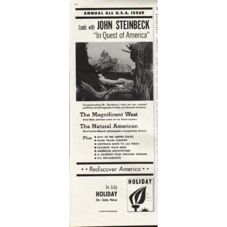 1961 Holiday Magazine Ad "John Steinbeck"