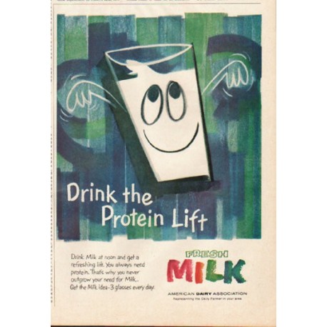 1961 American Dairy Association Ad "Protein Lift"