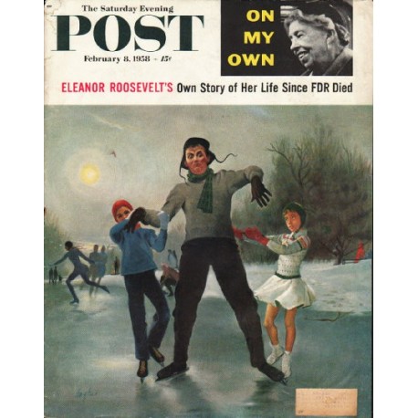1958 Saturday Evening Post Cover Page "Eleanor Roosevelt" ~ February 8, 1958